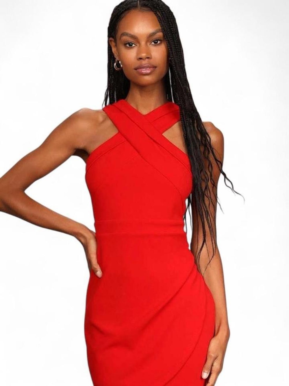Forever 21 Red Sleeveless Cross-Front Mini Dress